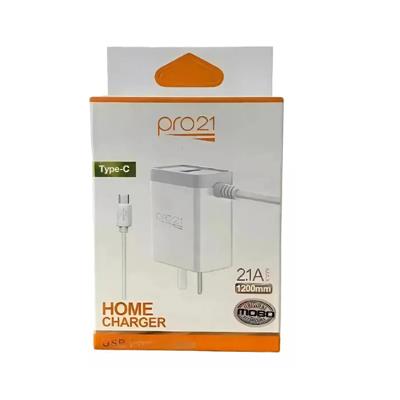 CARGADOR PRO21 2.1A CON CABLE TIPO C + 2 USB
