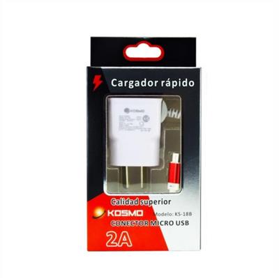 CARGADOR MICRO USB 220V 2A  KS-18B  KOSMO