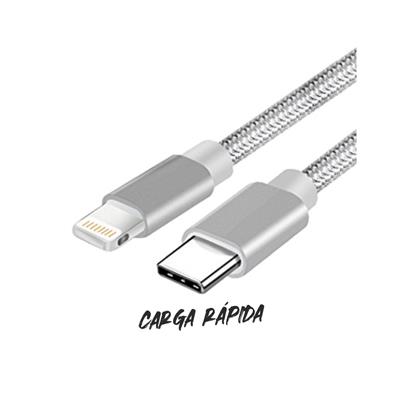 CABLE CARGADOR USB-C a LIGHTINING 1.2mts MALLADO CERTIFICADO