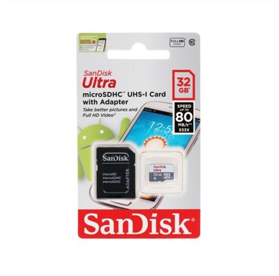 MEMORIA MICROSD SANDISK 32GB ULTRA CLASE 10 80MBPS FULL HD