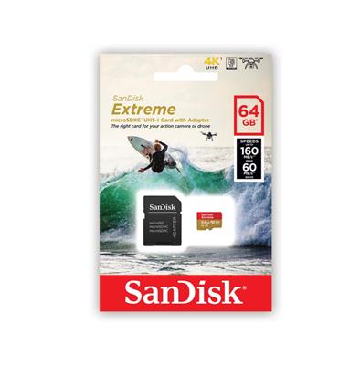 MEMORIA MICROSD SANDISK 64GB EXTREME 160MBPS 4K
