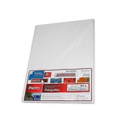 PAPEL FOTOGRAFICO GNEISS A4 -120grs - 20 UNIDADES - AUTOADHESIVO BRILLANTE/GLOSSY