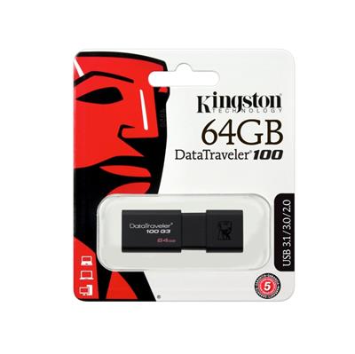 PEN DRIVE KINGSTON 64GB DATATRAVELER 100 G3 NEGRO