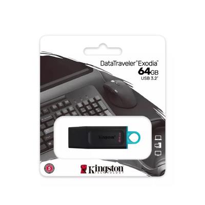 PEN DRIVE KINGSTON 64GB DATATRAVELER EXODIA 3.2 NEGRO