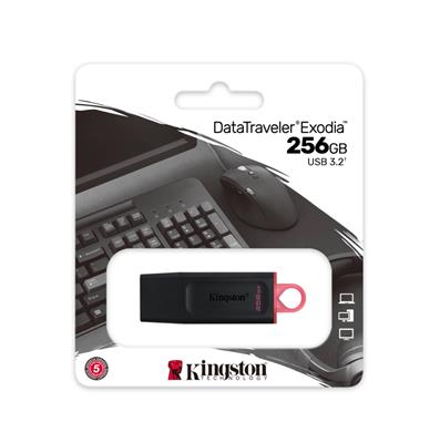PEN DRIVE KINGSTON 256GB DATATRAVEL EXODIA DTMX USB 3.2 BLACK