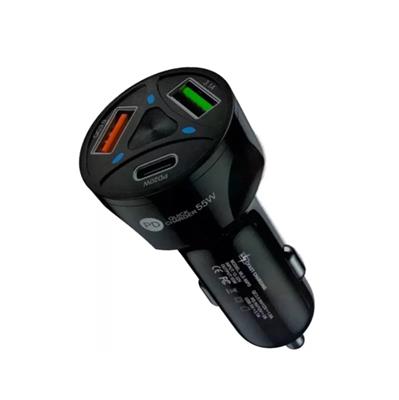 CARGADOR P/AUTO IBEK USB-C + 2 X USB 55W MAX -  AC-45