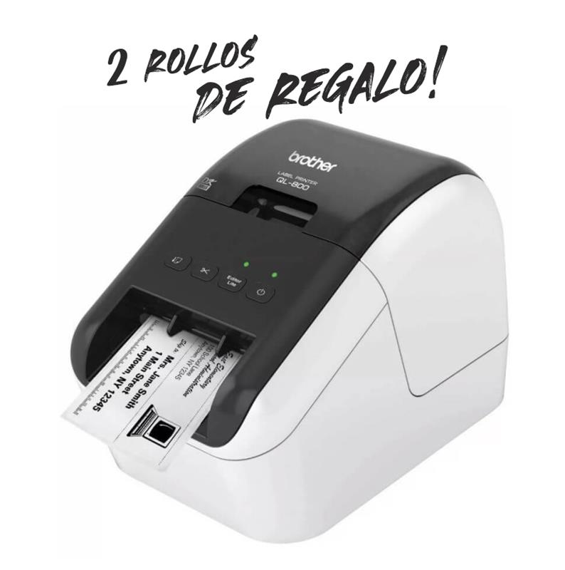 IMPRESORA BROTHER QL-800 ETIQUETAS USB INCLUYE 2 ROLLOS DE ETIQUETAS  ADICIONALES -