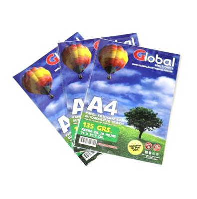 PAPEL FOTOGRAFICO GLOBAL AUTOADHESIVO GLOSSY 135grms A4