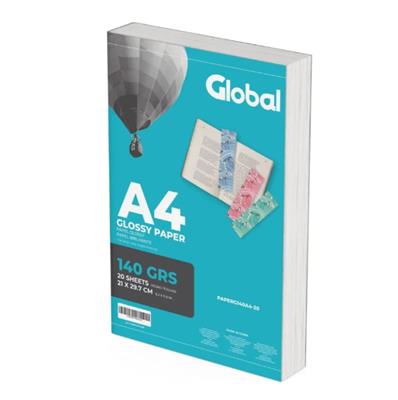 PAPEL FOTOGRAFICO GLOBAL A4 BRILLANTE 140GRMS x 20